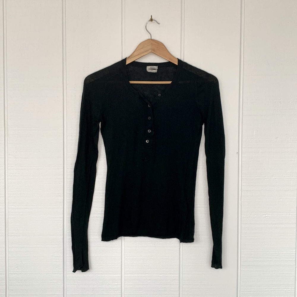 Forest Green Lightweight Henley Sweater